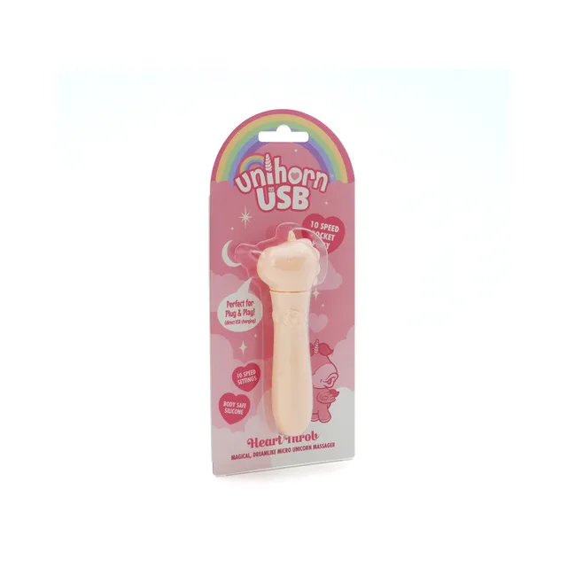 Light-pink Unihorn Heart Throb USB bullet on pink rainbow retail card