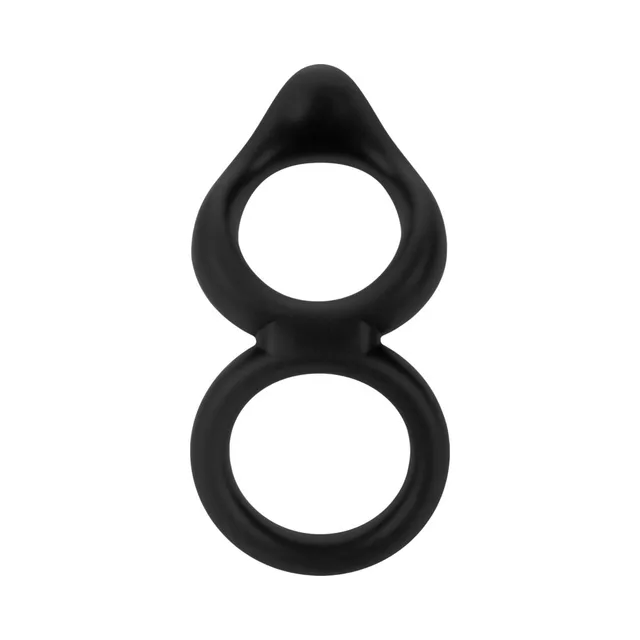 Front view of black F-88 figure-eight silicone ring