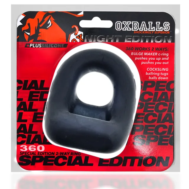 Packaged OxBalls 360 Night black dual-opening ring