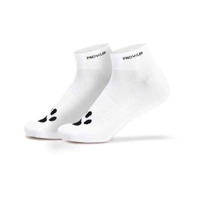 Pair of white Prowler RED Cum Dump ankle socks with paw toes