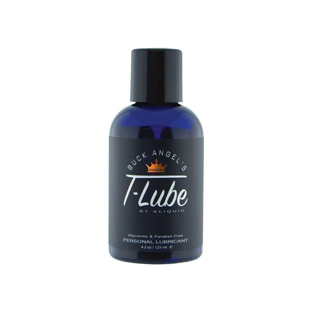 Sliquid Buck Angel's T-Lube 4.2 oz cobalt-blue bottle front view