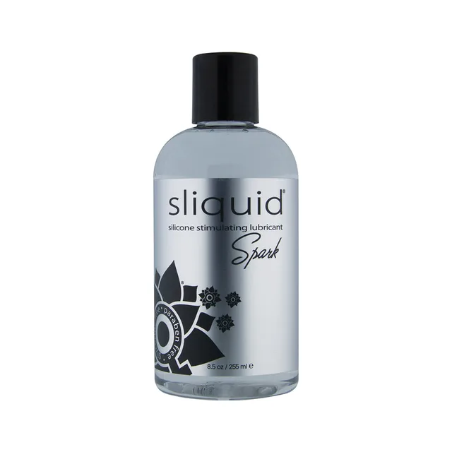 Sliquid Spark Booty Buzz 8.5-ounce clear bottle with black cap