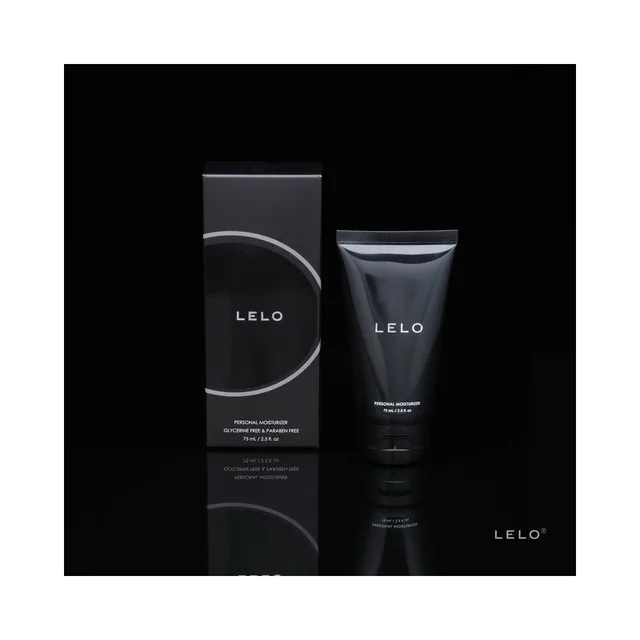 LELO 2.5 oz moisturizer tube beside matching black carton