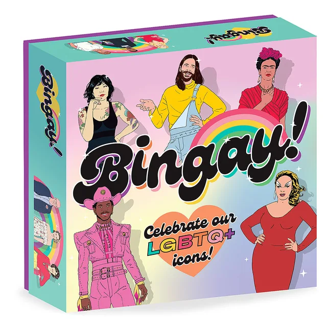 pastel Bingay LGBTQ icons game box with six illustrated figures