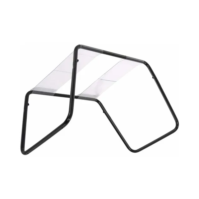 Angled view of clear TPU seat on black tubular frame