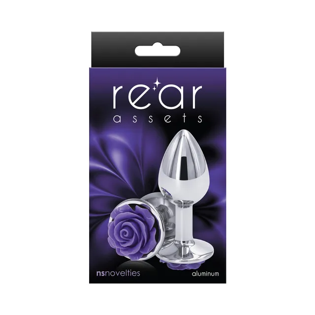 Rear Assets small purple rose anal plug retail package