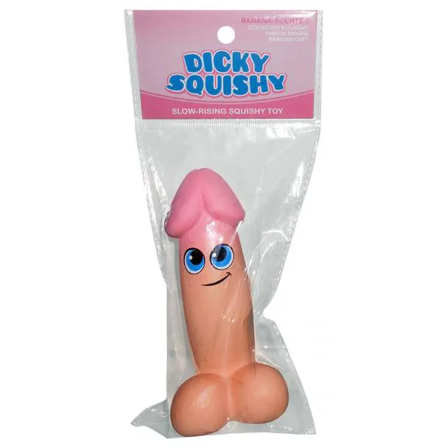 Kheper Games Dicky Squishy in clear bag with cartoon face, rounded base and pink header card