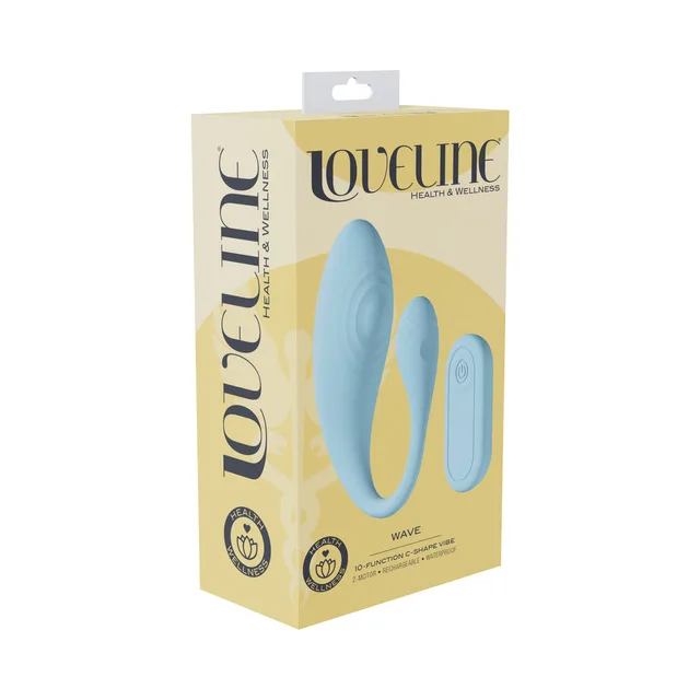Shots LoveLine Wave blue C-shaped vibrator with remote