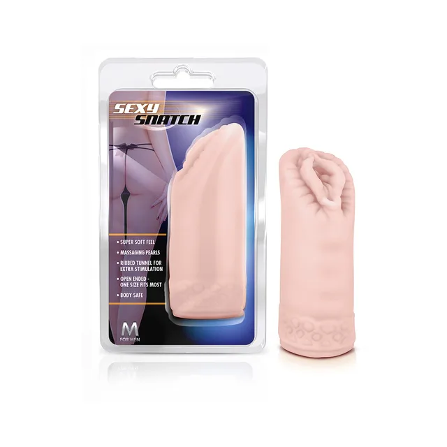 Beige Sexy Snatch vagina stroker beside M for Men retail package