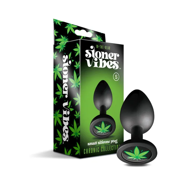 Small black Stoner Vibes butt plug beside green Chronic Collection box