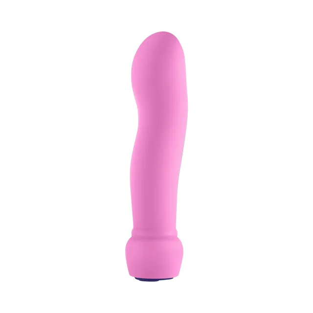 Front view of pink Sormi bullet with curved shaft and round base
