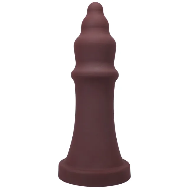 Front view of garnet Tantus The Queen with tiered shaft and round base