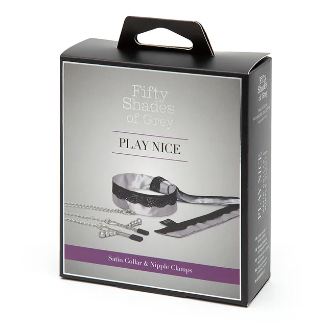 Fifty Shades Play Nice collar and clamp set in black retail box