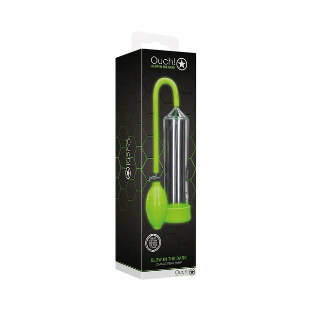 Ouch neon-green Classic penis pump retail box