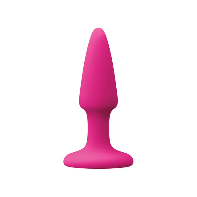 Isolated pink mini plug with tapered body and oval base