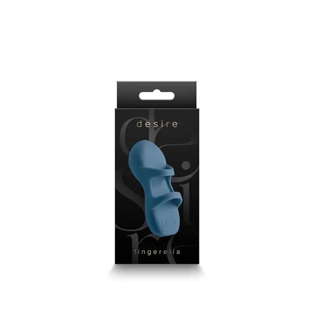NS Novelties Desire Fingerella navy silicone finger massager front retail package