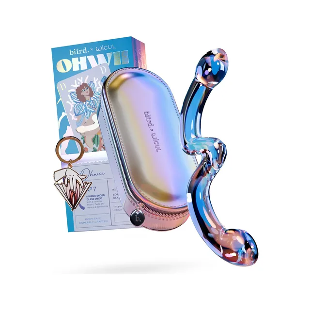 Biird x Wicul OhWii blue glass dildo with zip case and box