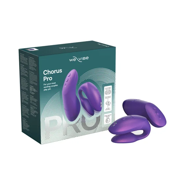 We-Vibe Chorus Pro Cosmic Purple curved vibrator beside box