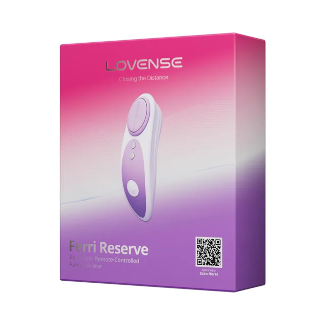 pink purple Lovense Ferri Reserve retail box with device illustration