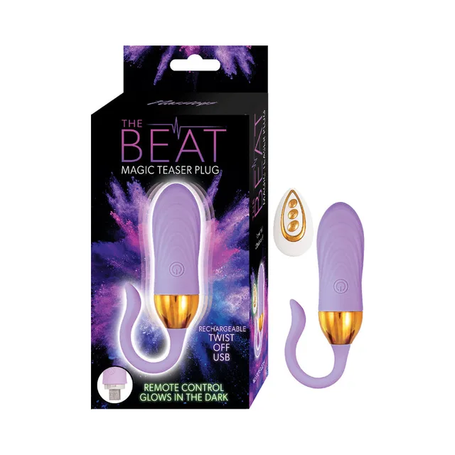 lavender Beat Magic Teaser Plug with curved hook base, white remote and retail box