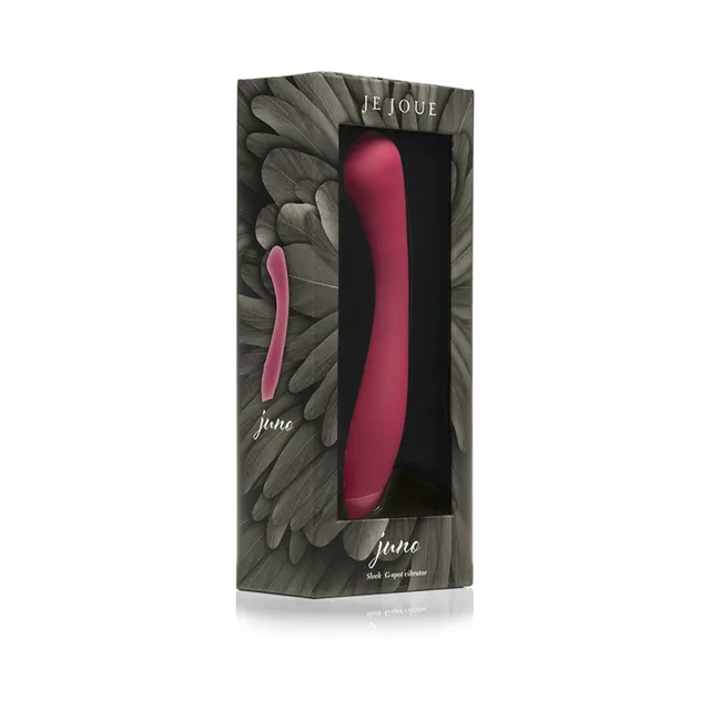 Je Joue Juno fuchsia vibrator in feather-pattern box