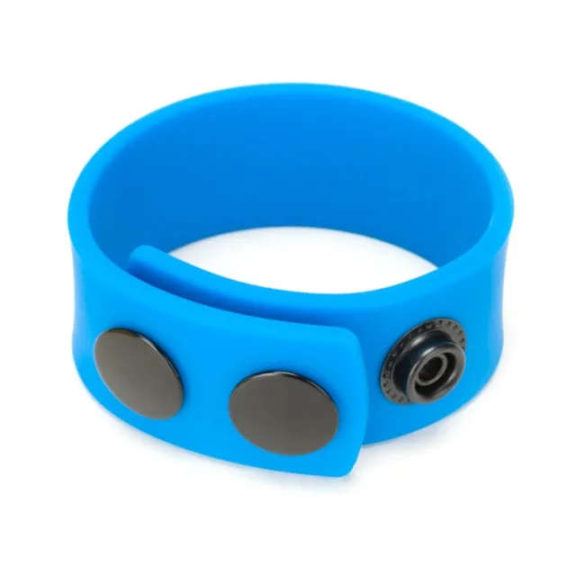 Blue Prowler RED silicone strap closed with metal snaps