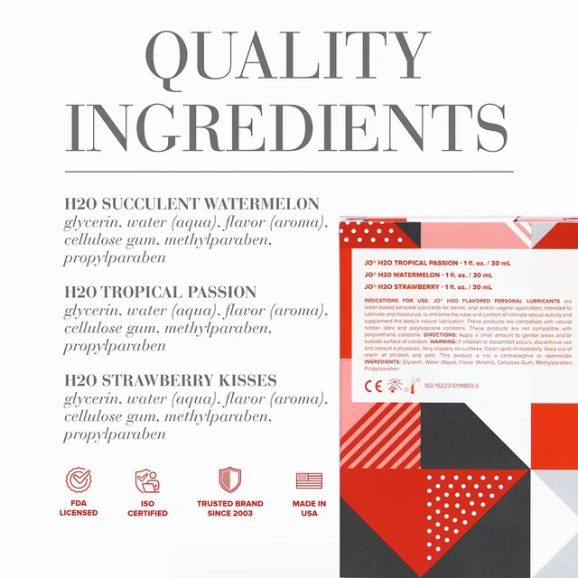 Tri Me Flavors ingredient panel for three fruit varieties