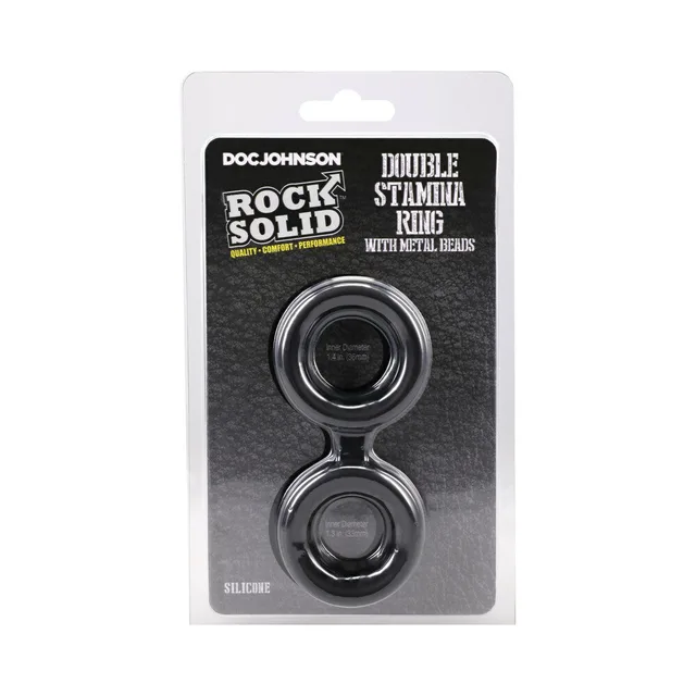 ROCK SOLID black silicone double ring front retail package