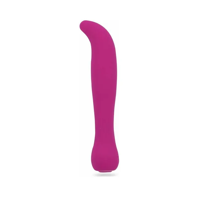 Front view of magenta Baelii vibrator with contoured curved tip