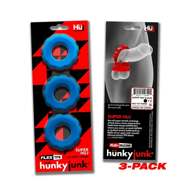 SuperHuj Teal Ice three-pack front and rear packaging