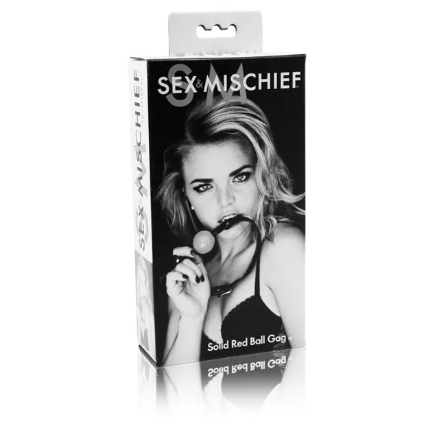 Sex and Mischief adjustable red ball gag retail packaging
