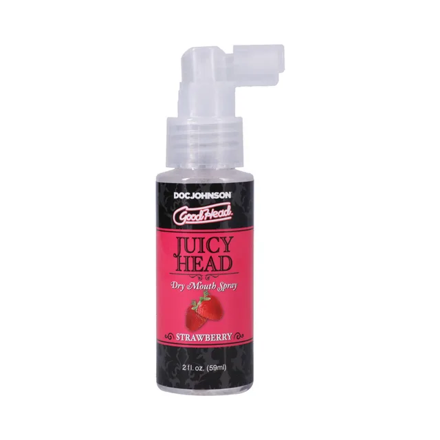 GoodHead Juicy Head Strawberry Spray clear bottle with angled white pump