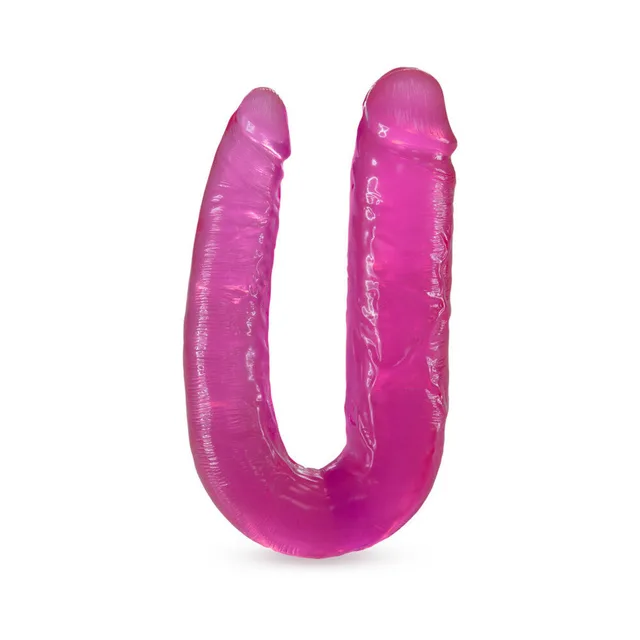 Translucent pink 18-inch U-shaped double-ended dildo