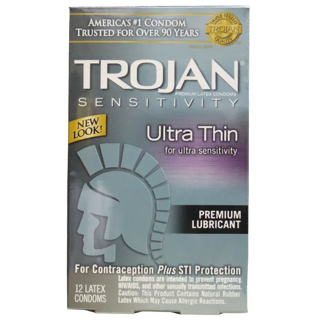 Silver Trojan Sensitivity Ultra Thin 12-condom retail box