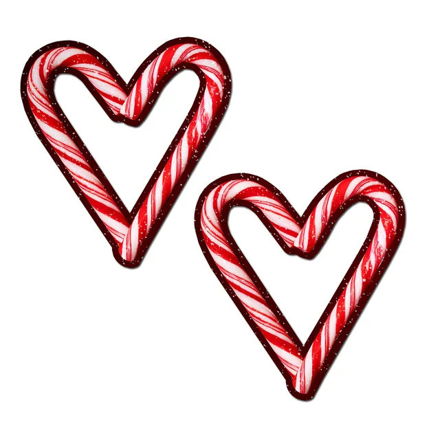 red and white candy cane heart Pastease pasties with center cutouts