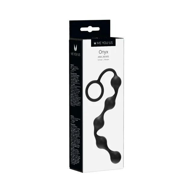 black Me You Us Onyx five-bead strand with large retrieval ring on retail box