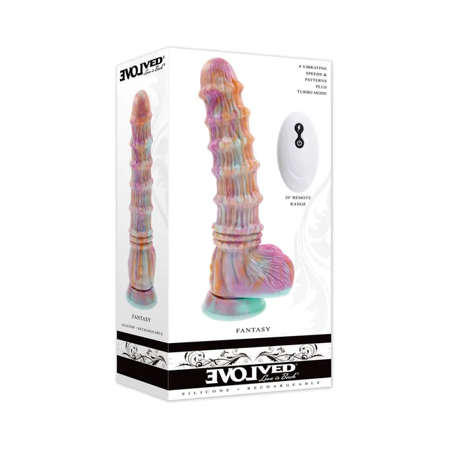 Evolved Fantasy multicolor ridged dildo in white box