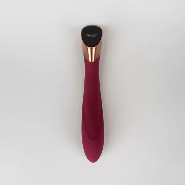 Wine-red Viotec Manto vibrator with black touch panel