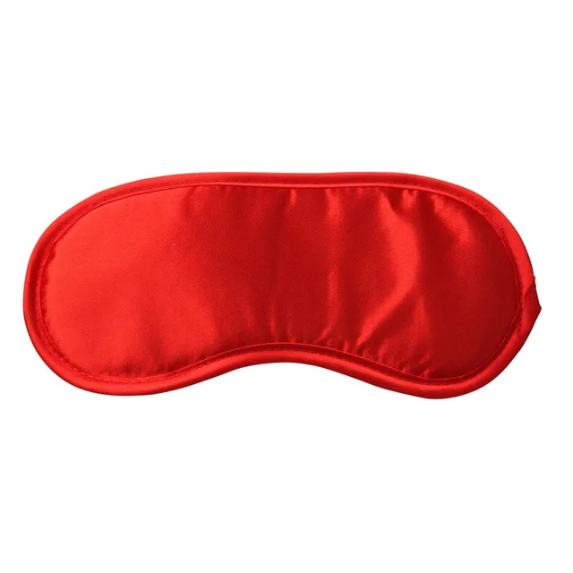 Unboxed red satin blindfold with contoured edge and stitched border