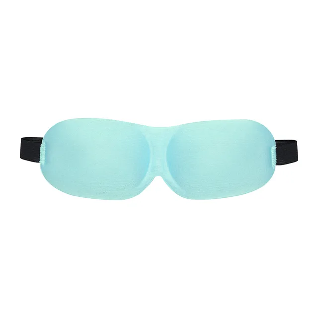 Front view of powder-blue Ouch 3D mask with black straps