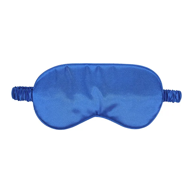 Front view of royal-blue Ouch satin blindfold with gathered strap