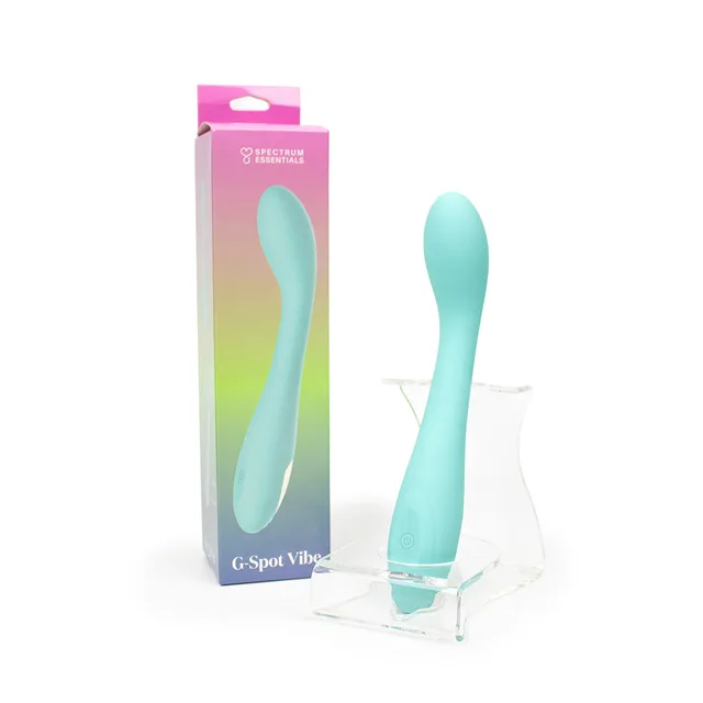 Aqua Spectrum Essentials curved vibrator beside gradient retail box