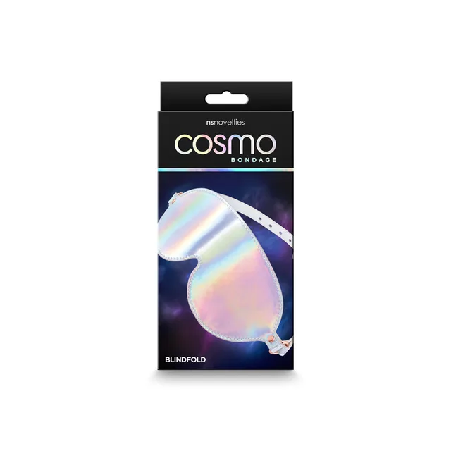 Cosmo Rainbow holographic blindfold in black retail package