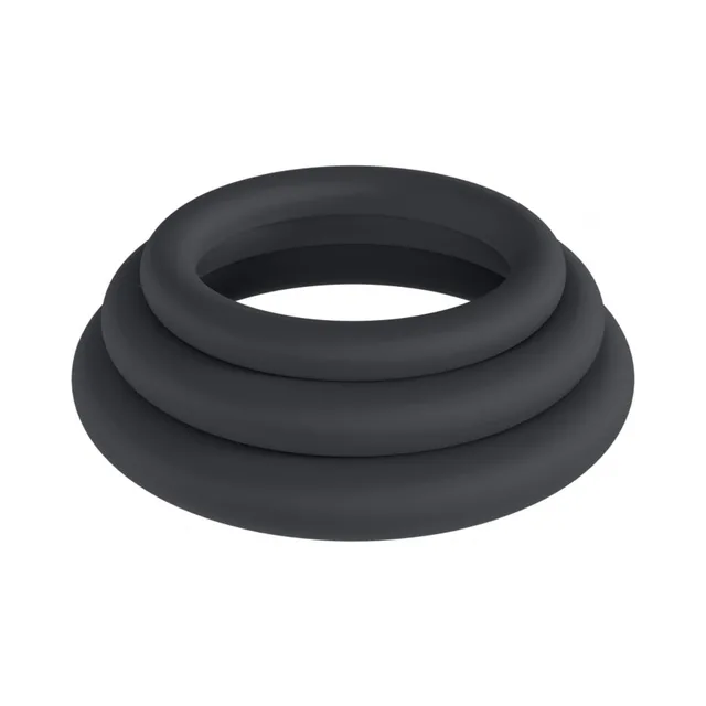 Three black LEVELZ Classic rings in L, XL and 2XL sizes