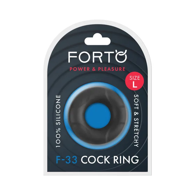 Forto F-33 large black cock ring in retail package