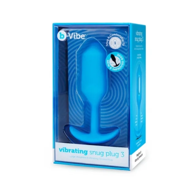 Blue b-Vibe Snug Plug 3 inside matching blue retail box