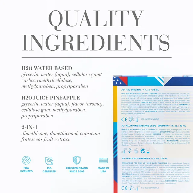 Tri Me Classics ingredient panel with three bottle labels