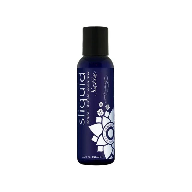 Sliquid Naturals Satin Moisturizer dark blue 2 oz bottle with black cap and purple label