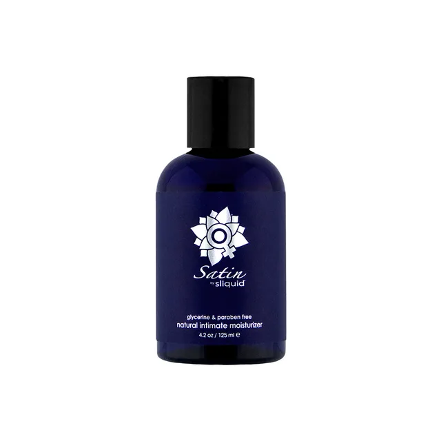 Cobalt-blue 4.2 oz Sliquid Naturals Satin bottle with black cap