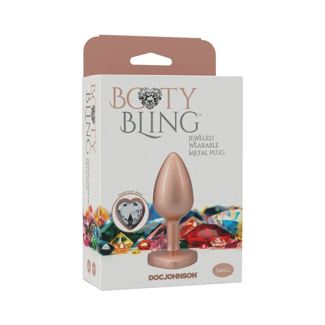 Small gold Booty Bling metal plug in white jeweled box